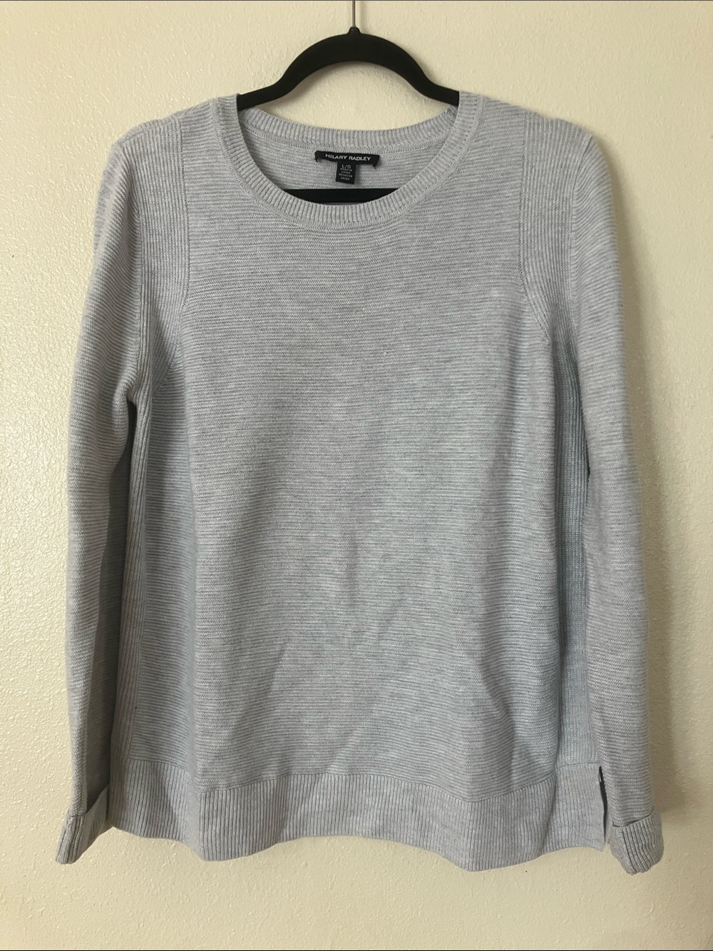 Hilary Radley Gray Knit Crewneck Sweater, L